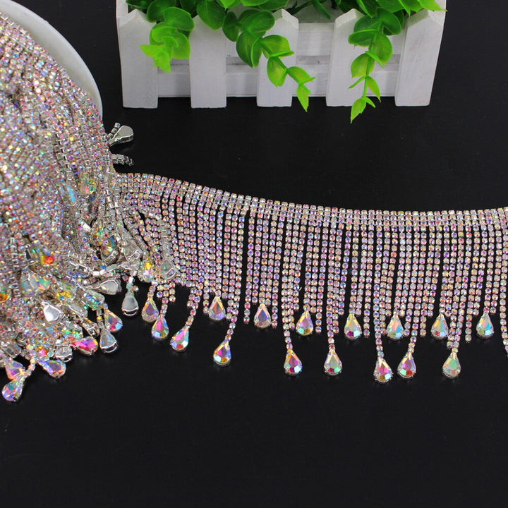 Fancy Rose Gold Fashion Crystal Rhinestone Cup Chain Trimming Bridal Dress Decoration for Wedding Dresses Garment Applique Trim