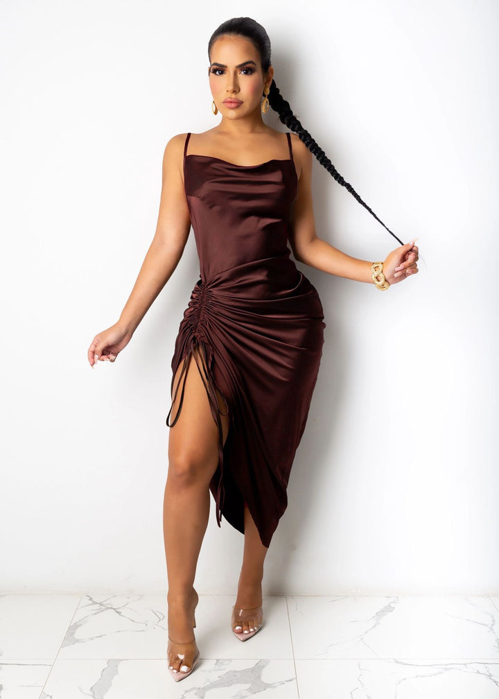 New arrival satin night club party wrinkle maxi dress for woman