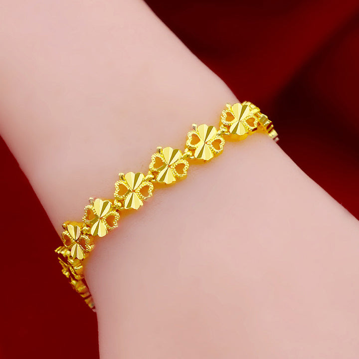 Heart shape womens chain bracelet jewelry 14k yellow gold plated