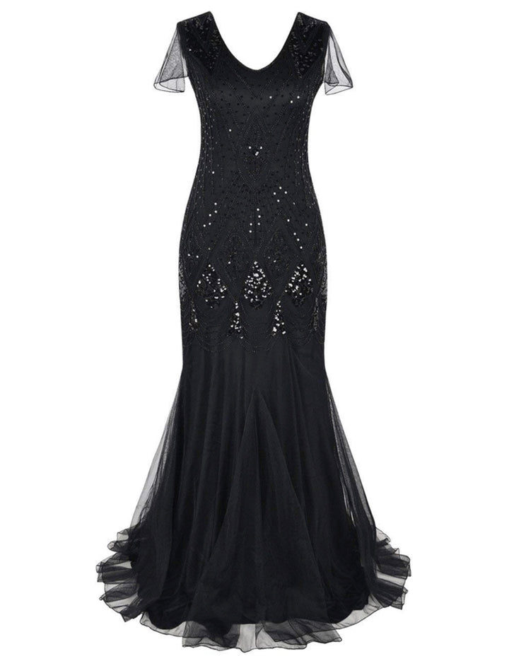 vintage beaded sequin birthday party women evening dress