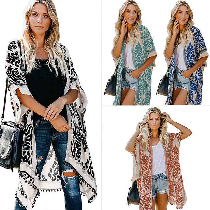 Kimono beach cover up women wear high quality cardigan floral kaftan