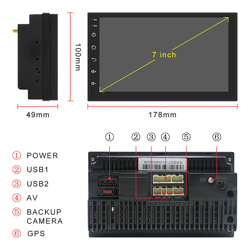 Double 2din 7 inch car radio android with gps navigation wifil stereo player multimedia video