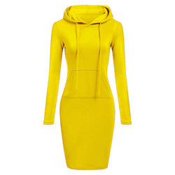 Fashion solid color hoodie women casual dresses