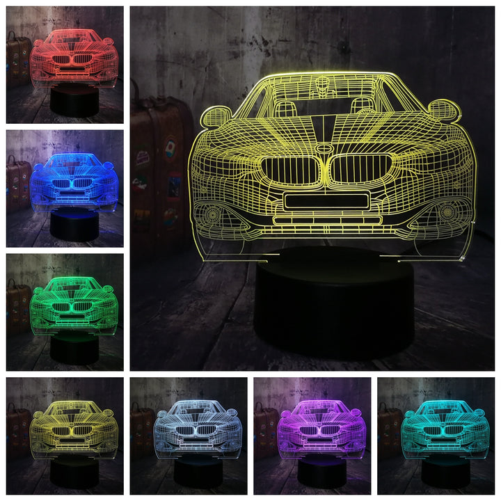 Remote control jeep car 7 color dimming gradient rgb 3d led night lamp décor