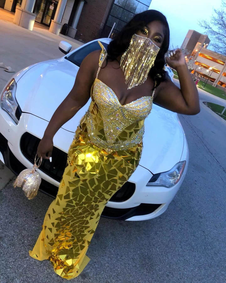 Women clothing bling sequin maxi formal evening dress low cut bodycon