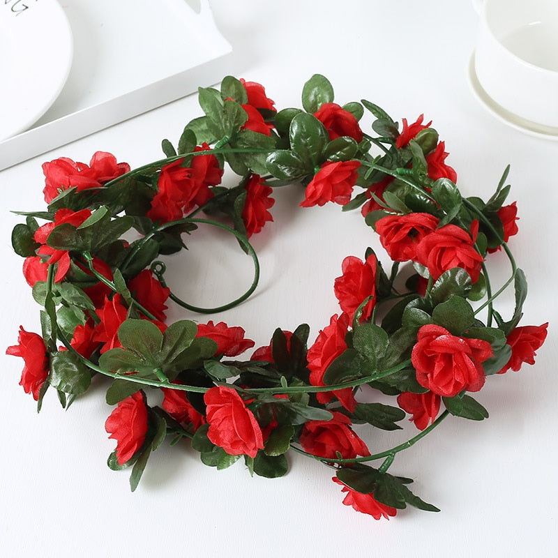 Rose artificial silk flowers garland backdrop decor garden arch plant vine