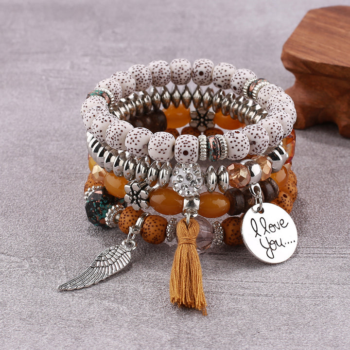 Bohemian multi layer beaded women bracelet trendy bodhi tassel