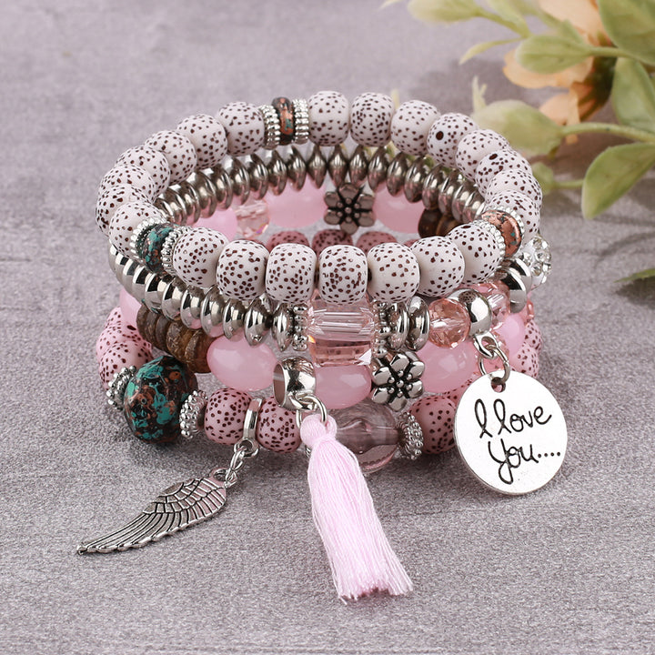 Bohemian multi layer beaded women bracelet trendy bodhi tassel