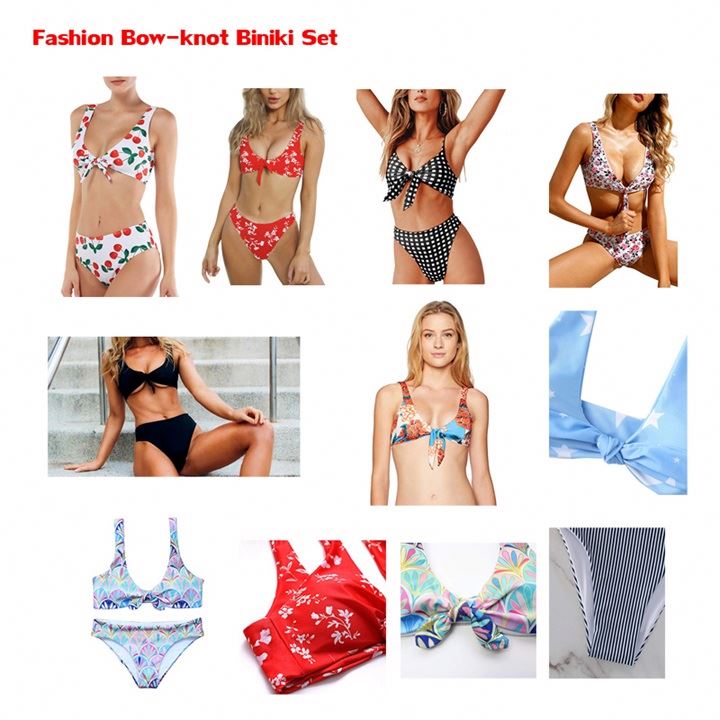 Fashion flag pattern bow tie bathing 2 pc swimwuit womens beach wear