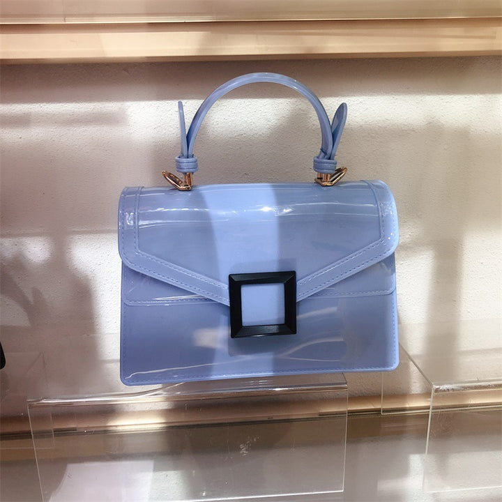 Jelly transparent pvc chain matte handbag square purse for women