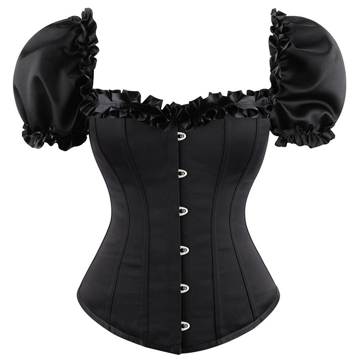 Puff sleeves court corset 12 steels bone body shaper bustier top