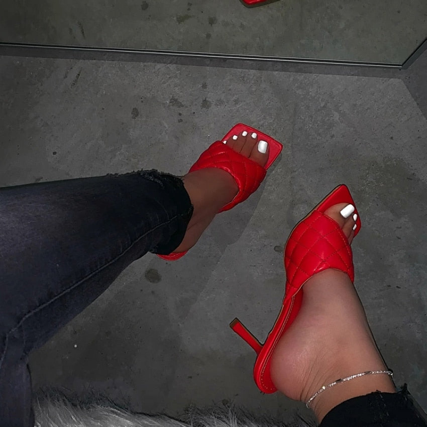 Women thin high heels sandals square toe Apparel & Accessories > Shoes