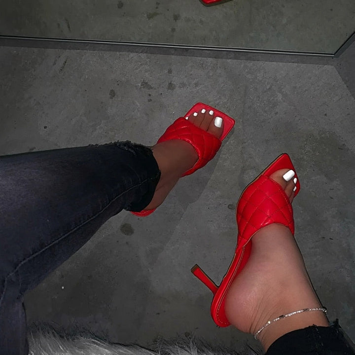 Women thin high heels sandals square toe Apparel & Accessories > Shoes
