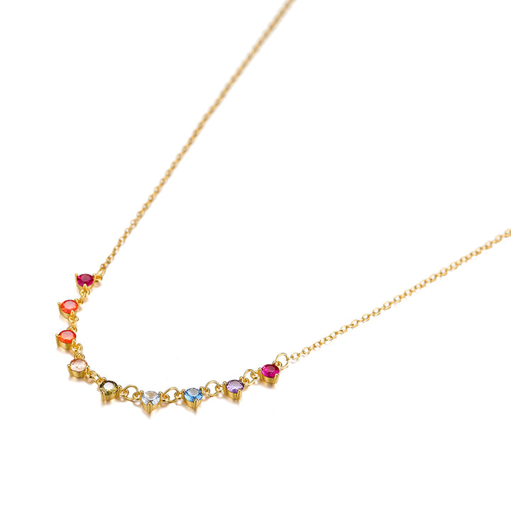 Fashion jewelry silver 18k gold rainbow zircon pendant necklace