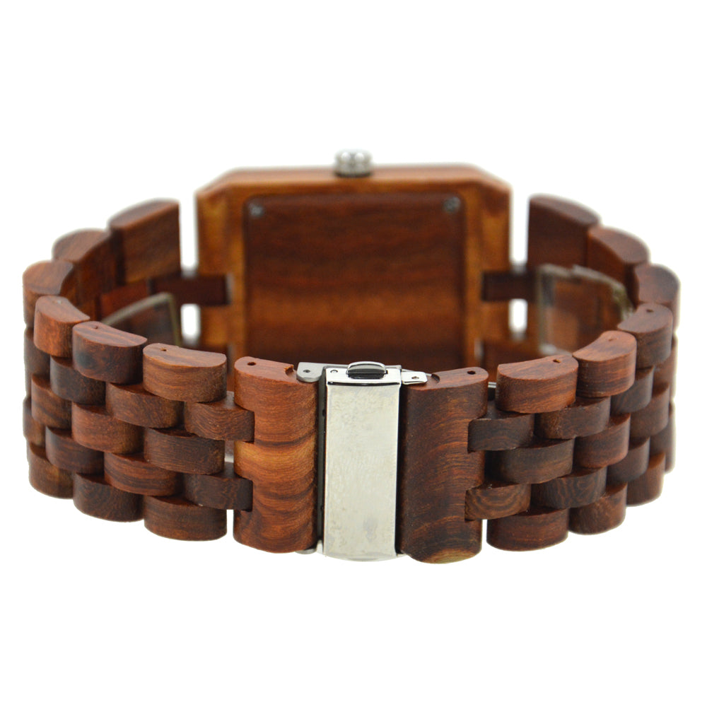 Movement wooden watch bewell with square face