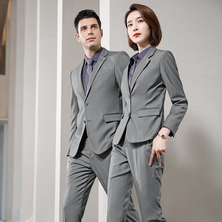 Wholesales 2 Piece Suit Fashion Business Formal Same Style for Men and Women Plus Size Men Pant Suit Jacket Office Work Blazer