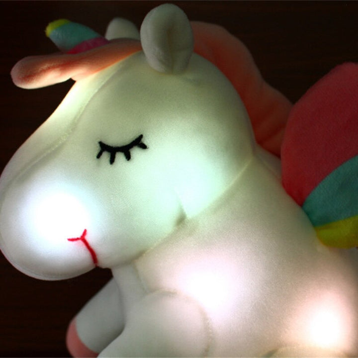 new arrive 25 50cm luminous stuffed unicorn toys gleamy animal doll lovely animals birthday gift for kids baby super quality