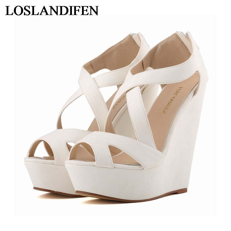 Delicate Pump New 2020 Women Sandals Summer Bohemia Beach Shoes Woman Casual Platform Wedge High Heels Sandal Shoes NLK-C0039