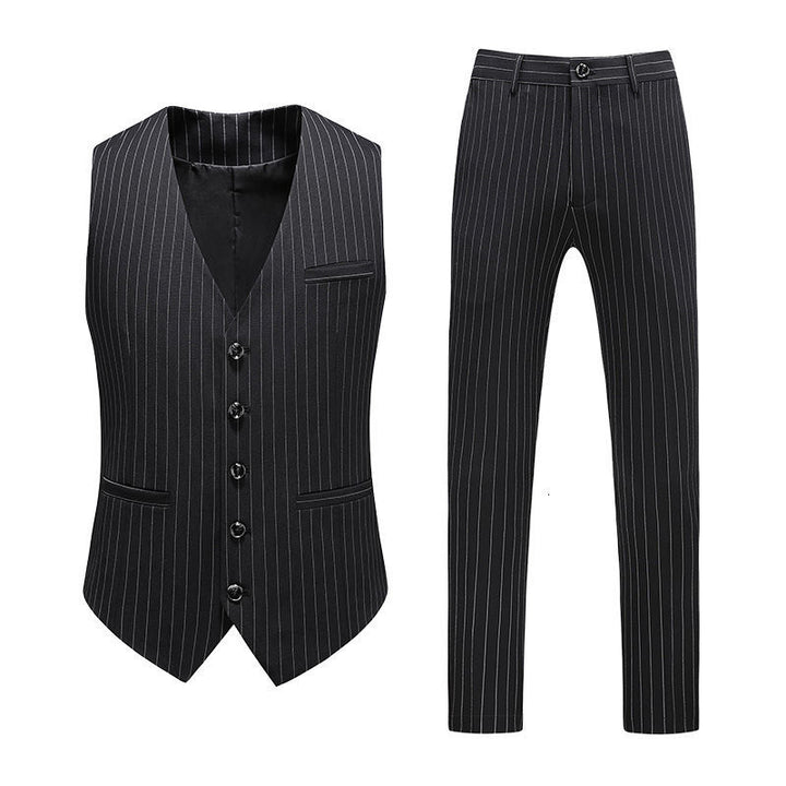 Top Grade Men's Western Stripe Suit Long Futures Two Button Fashion 3 Piece Suit Men Bridegroom Suit Coat