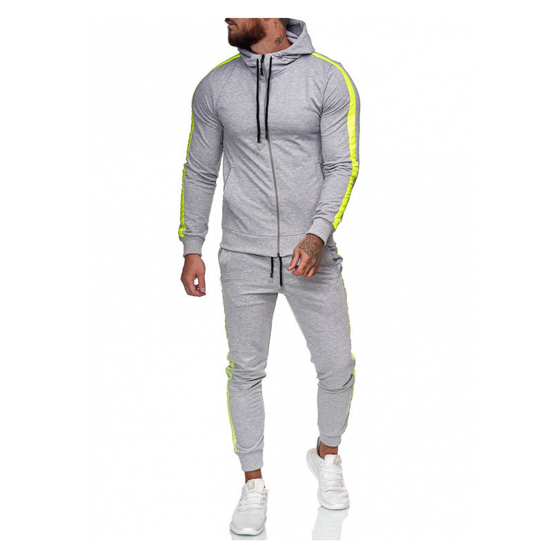 KX-TZ01 New Fashion Stitching 2 Piece Joggers Suits Long Sleeve Sweatsuit Tracksuit Set Blank Hooded Mens Sweat Suits