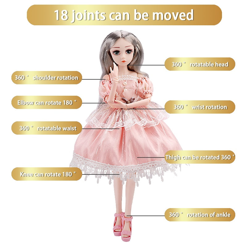 UCanaan BJD Doll 1/4 SD Dolls 18inch 18 Ball Jointed Dolls With Clothes Outfit Shoes Wig Hair Makeup Best Gift for Girls