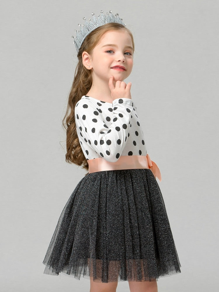 Winter Baby Dress for Girl Long Sleeve Princess Girls Dresses Polka Dot Little Baby Birthday Party Dress Casual Kids Clothes