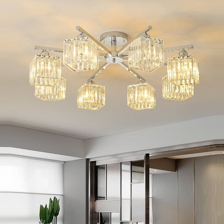 Modern Chrome Led Ceiling Chandelier Lighting Crystal