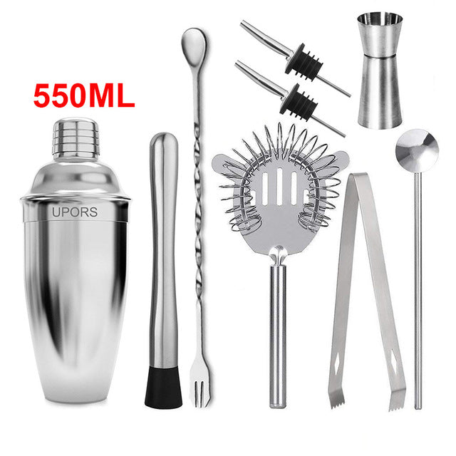 Cocktail shaker 550ml 750ml stainless steel wine martini boston mixer for bar