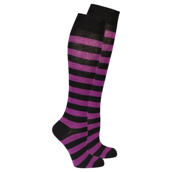 Womens plum stripe knee high socks apparel