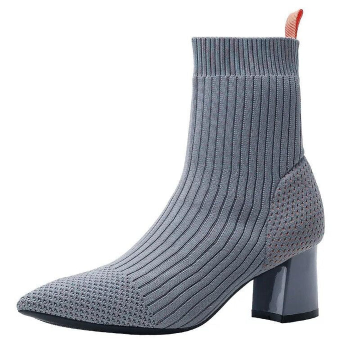 Fashion elastic knitting sock boots pointed toe womens high heel ankle Apparel & Accessories > Shoes