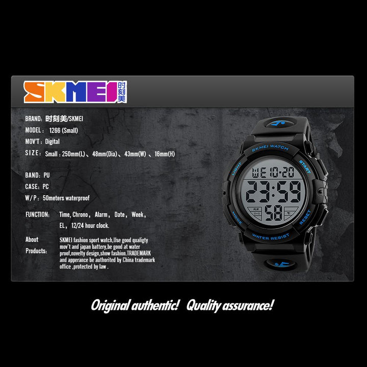 Kids alarm led digital waterproof wristwatch