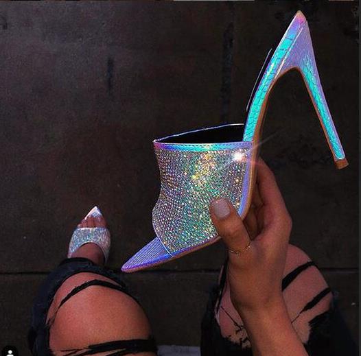 Apparel & Accessories > Shoes glitter fashion slipper high heels