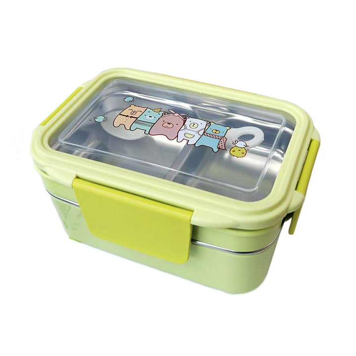 Cartoon lunch box stainless steel double layer food container for kids