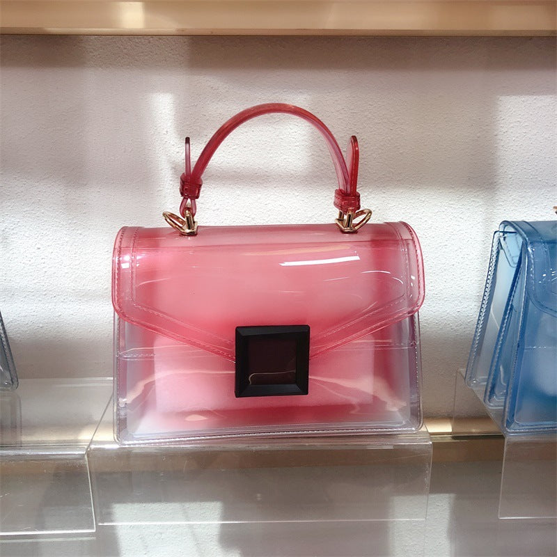 Jelly transparent pvc chain matte handbag square purse for women