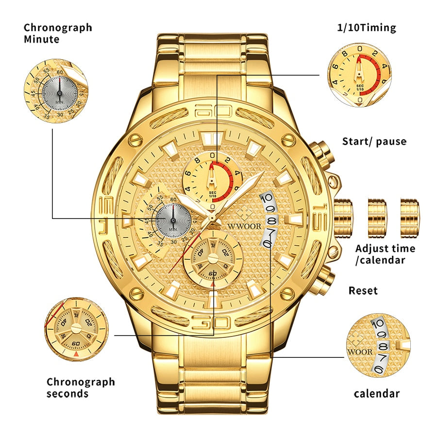 New men watches top brand luxury gold quartz