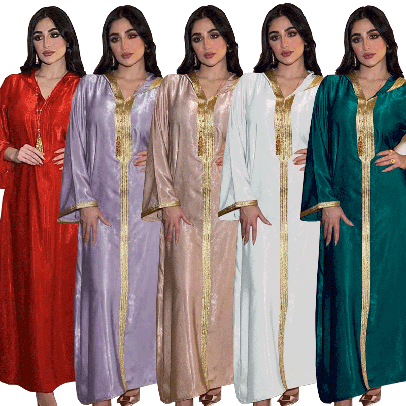 Maxi dress womenS v neck long sleeve jalabiya islamic clothing