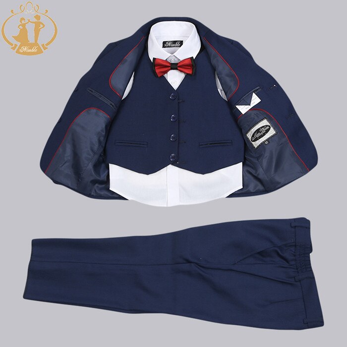 Nimble Boys Formal Suit Three Pieces Hot Sale Classical Kids Winter Wear Flat Single Breasted Baby Boy Clothes Formal Boys 2021