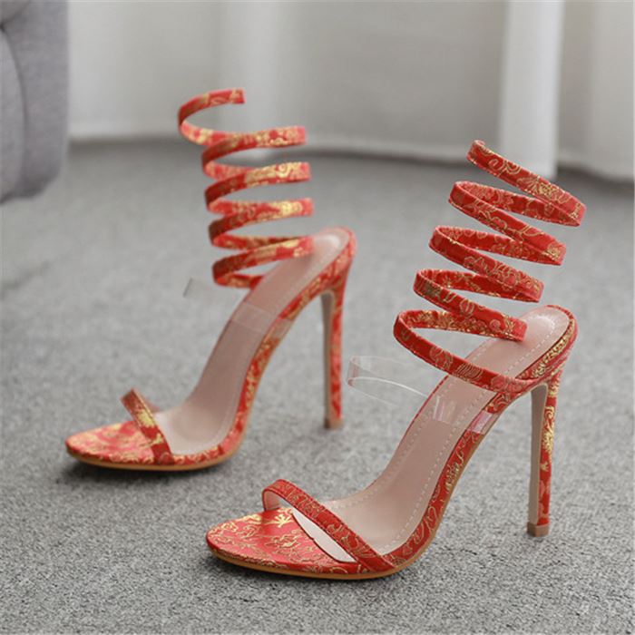 new arrival lady Apparel & Accessories > Shoes wrap around heels fashion high heel sandals