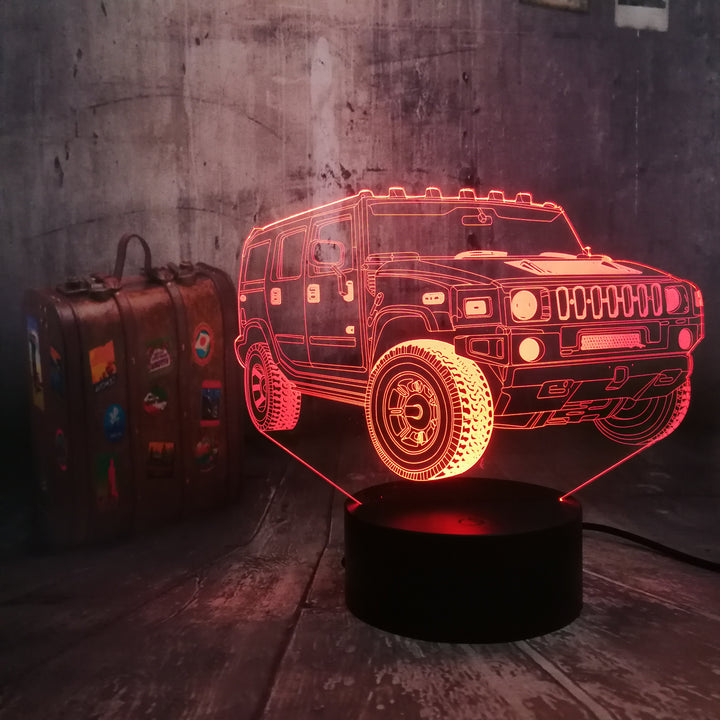 Remote control jeep car 7 color dimming gradient rgb 3d led night lamp décor