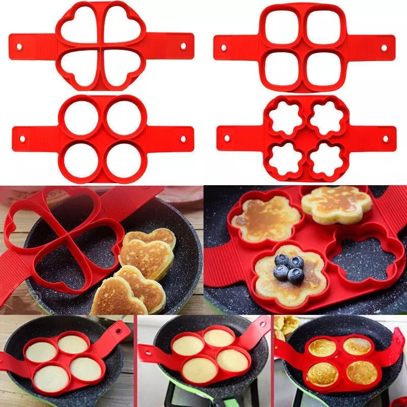 egg flip pancake ring omelette nonstick cooker pan maker mold silicon