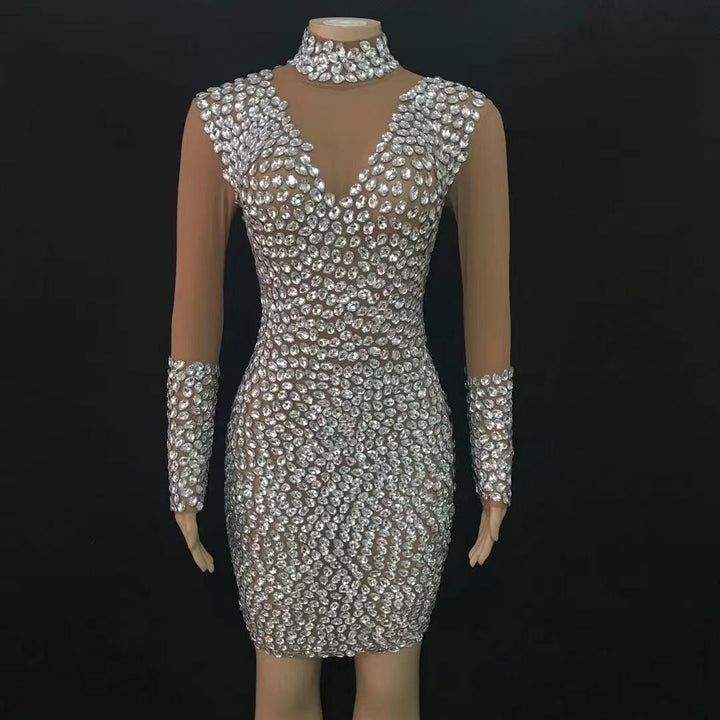 Clothing female crystal diamond evening prom party dress