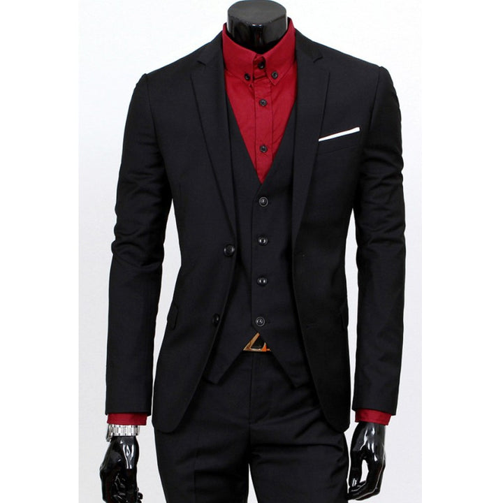 YSMARKET Fashion Business Casual Men Tops Suits 3 Piece Set (Jacket+Pants+Vest) Formal Wedding Suits Groom Male Blazer Slim Fit