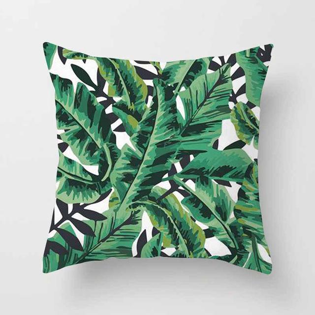 Vintage Flower Tropical Leaves Cushion Cover