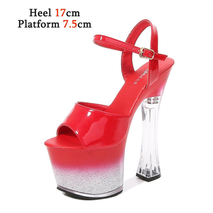 Shuzumiao Sandals 2021 Summer New Patent Leather Platform Square Heel Fashion Fringe Party womens shoes