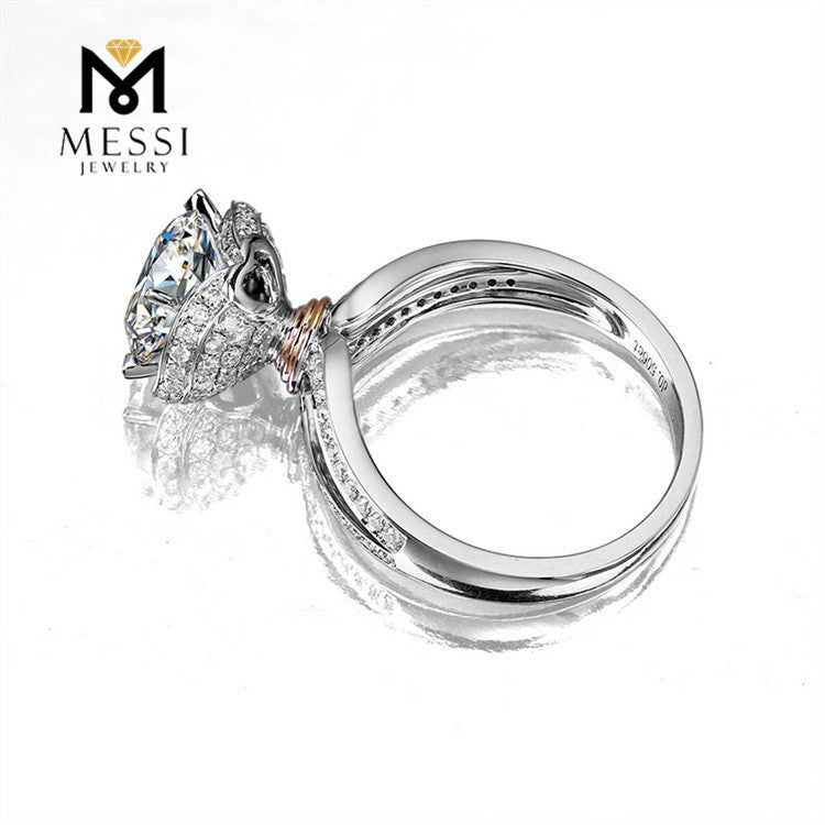 Messi Jewelry Wedding Ring 14K Gold Rings China 2ct Main Stone 4 Prong Setting Moissanite Ring Jewelry for Women