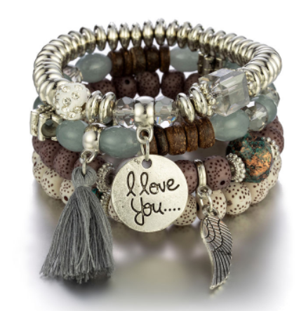 Bohemian multi layer beaded women bracelet trendy bodhi tassel