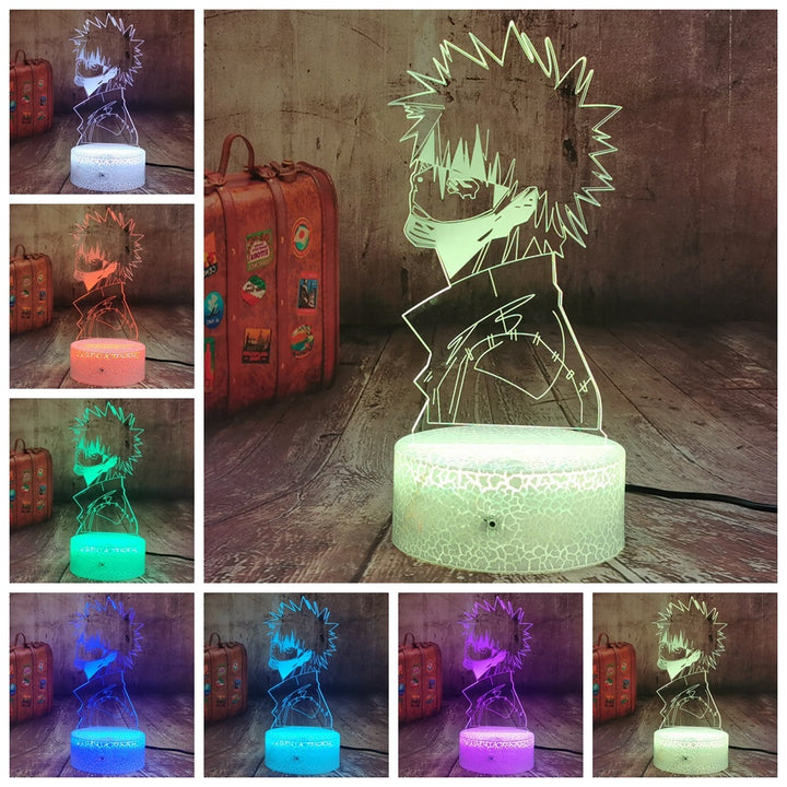 Anime mange led lamp for boy dabi my academy of heroes deku lava 3d