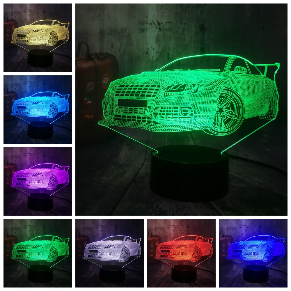 Remote control jeep car 7 color dimming gradient rgb 3d led night lamp décor