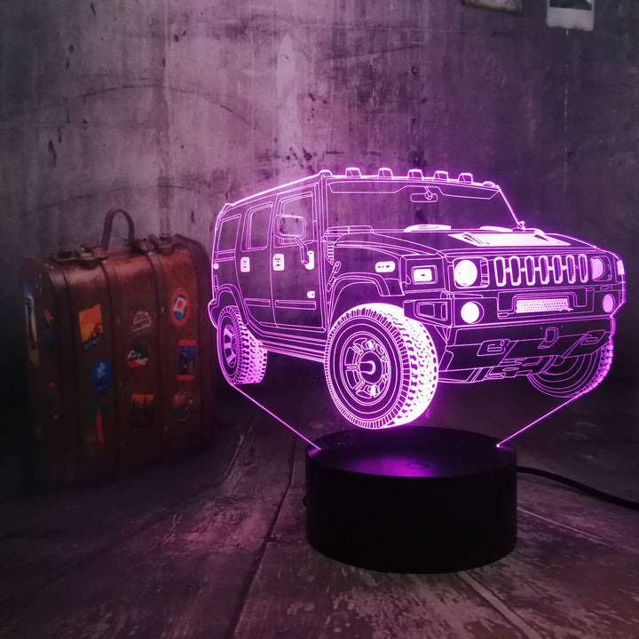 Remote control jeep car 7 color dimming gradient rgb 3d led night lamp décor