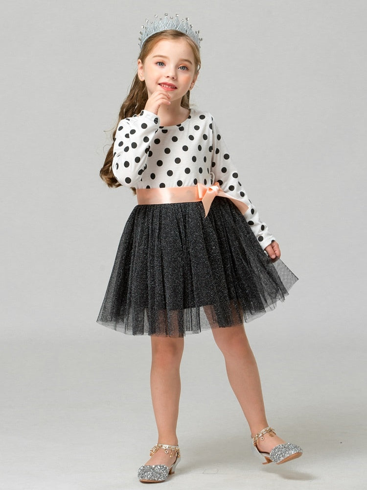 Winter Baby Dress for Girl Long Sleeve Princess Girls Dresses Polka Dot Little Baby Birthday Party Dress Casual Kids Clothes